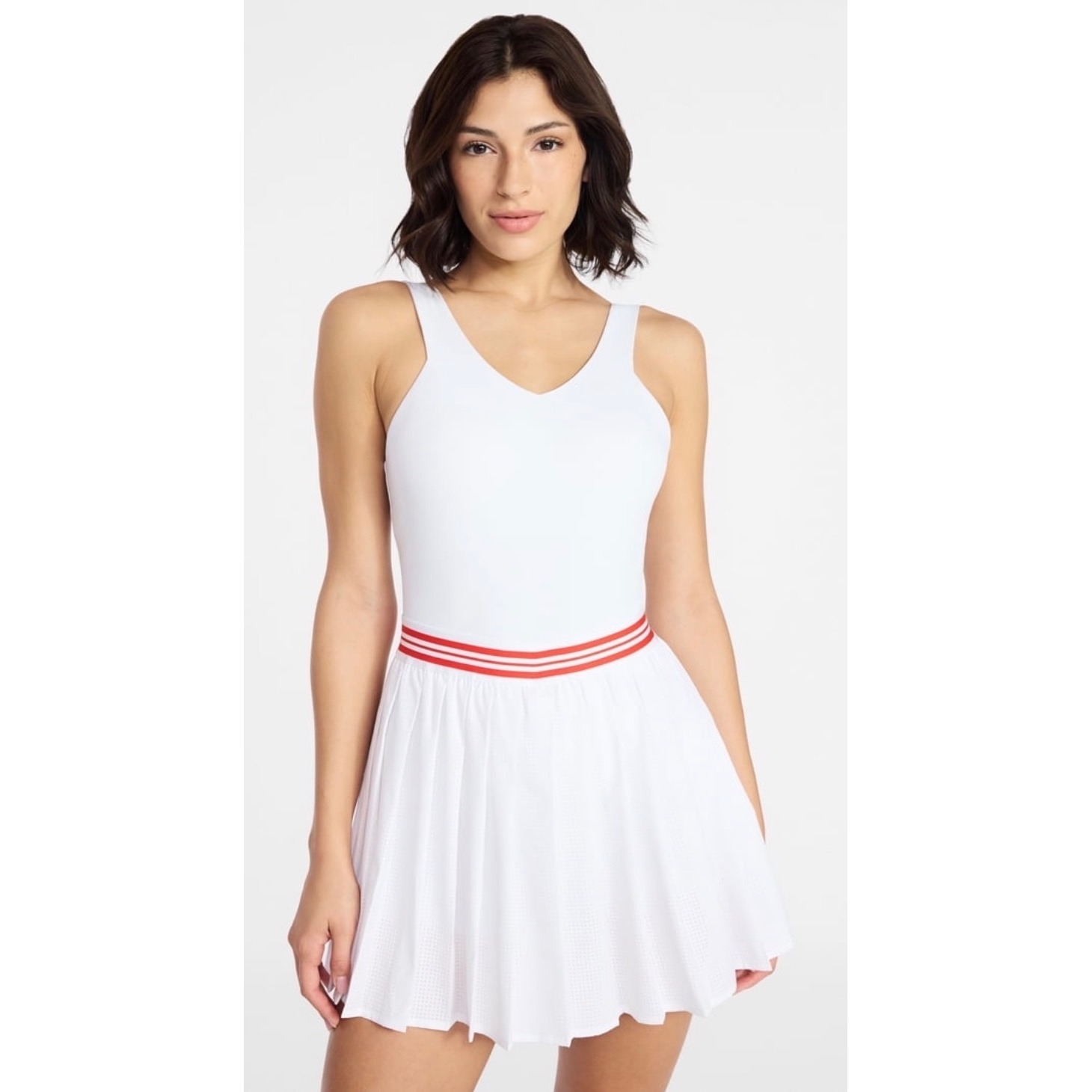 Avia Women's Tennis Dress With Pleated Skort Size Xxl Vivid White Red